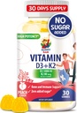 Bezcukura vitamīns D3 K2 Gumijas 5000 SV - Imūnās un kaulu balstvielas Gumijas - D vitamīna gumijas papildinājums pieaugušajiem - augsta absorbcija, Vegan, Halāls, bezglutēna košļājami vitamīni