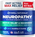 Owell Naturals Neiropātija Nerve Relief Cream, Maksimālais spēks, Greaseless, Dabas Sastāvdaļas Arnica, Aloe Vera, MSM, vitamīns B6 Peet, Rokas, Kājas, Toes Discomfort, 4 Fl Oz (iepakojums no 1)
