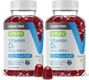 Vitamīns D3 Gumijas pieaugušajiem un pusaudžiem - 2000 SV, 50 mkg - bez cukura, kauliem, locītavu un muskuļu veselību, imūno Boost - veģetārs, bez želatīna, bez ĢMO - garšīgs košļājams ogu aromatizēts gumija