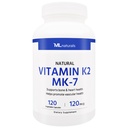 ML Naturals Dabas vitamīns K2 MK-7 120 μg 120 Dārzeņu kapsulas. Dabas MK-7/99% All-Trans MK-7. Atbalsta kaulu un sirds veselību, palīdz veicināt asinsvadu veselību, NSF-sertificēts & cGMP-Compliant.