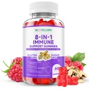 Imūnsupport Gummies – 8-in-1 Formula augu bagātinātāji ar Astragalus, plūškoka, Quercetin, Bromelain, Echinacea, vitamīns C, D3 un cinks ikdienas līdzsvara, aveņu Flavor, 60 grāfs