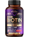 Biotin 10000mcg ar Silīciju - Farmaceitiskā pakāpe Biotin Papildinājums sievietēm - Matu augšanas atbalsts, āda un nagus - Max Strength & 100% Biopieejamība - Ražots ASV - 120 Softgels, 120 Days Supply
