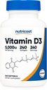 Nutricost vitamīns D3 5 000 SV (125 mkg), 240 softgeli - ne- GMO un bez glutēna D vitamīns