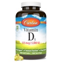 Carlson - D3 vitamīns 5000 SV (125 μg), kaulu veselība, muskuļu veselība, holekalciferols, D vitamīna piedevas, D3 vitamīns Mīkstie gels, 360 softgeli
