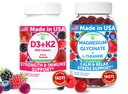 Lunakai ASV Ražots D3+K2 ar kalcija un magnija glikolātu + L-teanīna gumiju paka – 60 ne-GMO Gumijas Katrs