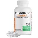 Bronsons K2 vitamīns kā MK-7 Menahinons 100 μg Ne-GMO, 120 kapsulas