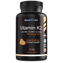 K2 vitamīna papildinājums - Full Spectrum vitamīns K2-MK7, MK4 & D vitamīns - Augsta stipruma K2 Strādā ar vitamīnu-D3 - Vitamīns-K 600mcg - Atbalsta kaulu veselību - 90 kapsulas