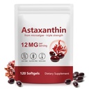 Premium Astaksantīns 12mg,120 Softgels – Dabīgs antioksidants Acu, locītavu, ādas veselības, mikroaļģu avots – 4 mēnešu piedāvājums – atbalsts iekšējai cirkulācijai un dabiskai miecēšanai, ne-GMO