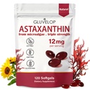 Astaksantīns 12mg, Premium Astaksantīns Antioksidantu piedevas, atbalsta acu, ādas, imūno, iekšējo cirkulāciju, svaigu mikroaļģu avots, Triple Strength, ne-GMO, 4 Mēnešu Piedāvājums, 120 Softgels