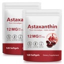 ITDAWN Astaksantīns 12mg 2 Iepakojums, Antioksidants Papildinājums Acīm, Ādas atbalsts, Natural Microalgae Avots, 240 Softgels