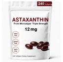 Astaksantīns 12mg, Premium Astaksantīns Antioksidantu piedevas ar antioksidantu aktivitāti, atbalsta acu, imūnsistēmu, ādas veselību, iekšējo cirkulāciju-240 Softgeli
