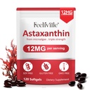 Astaksantīns 12mg, 120 Softgels, 4 Mēnešu Piedāvājums • Premium Astaksantīns Antioksidanti Papildinājumi • Svaigs mikroaļģu avots • Atbalsta acu, locītavu, iekšējo cirkulāciju, ādas veselību
