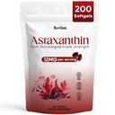 Rovina Astaksantīns 12 mg, astaksantīns Imūnās, acu, ādas uzturvielu, bez GMO un glutēna antioksidanta piedevas - 200 softgelu