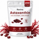 ROVINA Astaksantīns 12mg Softgels, antioksidants papildina acis, ādu, imunitāti, locītavu, iekšējo cirkulāciju, bez GMO un lipekļa - 200 Softgels