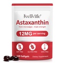 Astaksantīna piedevas, astaksantīns 12mg, 120 Softgels Antioksidants Astaksantīns Acu, ādas, locītavu un imūnās sistēmas veselībai, atbalsta iekšējo cirkulāciju un sirds veselību, ne-ĢMO un nav lipekļa