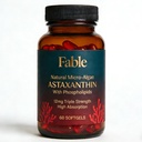 Fable astaksantīns 12mg ar fosfolipīdiem - 5X Absorbcija, dabiski mikroaļģes Izcelsme Antioksidants ādai, acu un sirds veselībai, 60 Skaits
