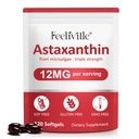 Astaksantīns 12mg (120 Softgels) - Premium astaksantīns Antioksidanti - atbalsta acu, iekšējo cirkulāciju, imūno un ādas veselību - svaigu mikroaļģu avots - ne-GMO & No Gluten