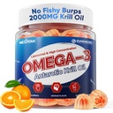 Liposomālā Antarktika Krila eļļa Omega 3 Gumijas 2000mg - Šūnu līmeņa absorbcija Omega 3 ar EPA, DHA un astaksantīnu - Antioksidantu un smadzeņu atbalsts - Zivju eļļas papildinājumi Alternatīva - 60 grāvis