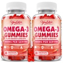 2 Iepakojums Vegan Omega-3 Gummies 1000mg, Omega 3 Zivju eļļa Alternatīva pieaugušajiem, augu izcelsmes DHA 460mg & EPA 230mg w/Vitamin A, C, E, Strawberry Flavor, 120 Count