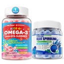 Omega 3 (EPA/DHA) Pildītie gumijas + Organic Blue Spirulina Gumies
