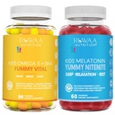RUWAA NUTRITION Omega 3 Gumijas, DHA Gumies un 1mg Melatonin Gimmies, bez zivīm, bez garšas, bez cukura, bez GMO, ražots ASV.