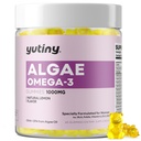 Vegan Omega 3 Gumijas sievietēm, Algae Omega 3 1000 mg Papildinājums ar DHA, EPA, GLA, A vitamīnu, E, B12, Folātu, ādas un smadzeņu veselību, bez cukura, 60 skaitīšanas
