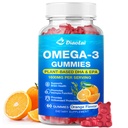 Vegan Omega-3 Gumijas pieaugušajiem – bez cukura, uz aļģu bāzes DHA 600mg & EPA 300mg, ar vitamīniem A, C, E, cinks – omega 3 Zivju eļļa Alternatīva, 60 skaitļa