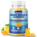 Omega-3 Gumijas pieaugušajiem, Oranžais Flavors – bez cukura, Aļģu DHA 600mg un EPA 300mg, ar vitamīniem A, C, E, Cinka, 60 Gumijas