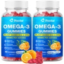 2 Iepakojums Vegan Omega 3 Gumijas pieaugušajiem – bez cukura, uz Aļģu bāzes DHA 600mg un EPA 300mg, ar vitamīniem A, C, E, Cinka – omega 3 Zivju eļļas alternatīva, 120 skaitļa