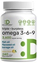 Triple Omega 3-6-9 Zivju eļļas piedevas 3,600mg – 240 Softgels ar flaxseed Oil & Borage Oils Complex – High EPA + DHA – Burpless Pills, Lemon Flavored, Wild Caught – Heart, Common, & Brain Support