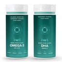Iwi Omega 3 & DHA Omega 3 paka, 30 Kalpojumi, Vegan Plant-Based Algae Omega 3, Krila un zivju eļļa Alternatīva, bez zivju pēcgaršas