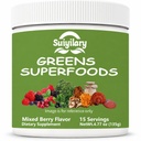 Suiyilary Greens Superfoods Pulveris gremošanas veselībai, bez cukura Super Greens Pulveris, Spirulīna, Hlorella uzpūšanās un Gut atbalsts, Dienas atbalsts sievietēm, Jaukta Berry (15 Kalpo)
