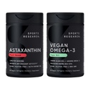 Sporta pētījumi® Vegan Antioksidantu atbalsta iepakojums - Omega-3 Aļģu eļļa un augu eļļas Astaksantīna softgeli antioksidantu aktivitātei, ādas un acu veselībai (60 Veggie Softgels katrs)