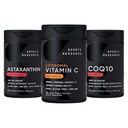Sporta pētījumi® Antioksidantu atbalsta iepakojums - Augstas intensitātes liposomālie C vitamīna papildinājums 1000mg + Coenzyme Q10 100mg + Triple Strength Astaksantīns 12mg w/Organiskā kokosriekstu eļļa