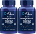 Life Extension Super Omega-3 Plus EPA/DHA zivju eļļa, sezama lignans, olīvu ekstrakts, krils un astaksantīns - sirds, smadzenes un locītavu veselības atbalsts - bez lipekļa, ne-GMO - 120 softgeli, (2. iepakojums)