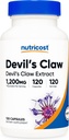 Nutricost Devils Claw 1200mg Ekvivalents, 120 Kapsulas - Veggie Caps, Non-GMO, bez lipekļa, un Vegetarian Friendly