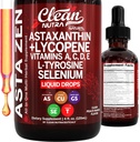 Tīrs Nutra Astaksantīns Lycopene Šķidrais pilieni Absorbcija Atbalsts Vitamīni A C D E 4 fl oz – Spēcīga dabīga D3 C E A & Selēna L-tirozīna formula Tīrs antioksidants Pastiprināta Nutrient Uzņemšana
