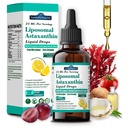 Liposomālā astaksantīns 24mg Šķidrie pilieni, 11-in-1 Antioksidants ar MCT eļļu, Likopēns un organiskā kokosriekstu eļļa, svaiga mikroaļģu avots, atbalsta acu ādas locītavu veselību sievietēm un vīriešiem, citronu uzliesmojošas vielas