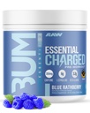 RAW pirmsstrādāšanas pulveris, essential CHARGED (Blue Rathberry) - Piemaksa vīriešiem un sievietēm - Atbalsts Focus, Mood, & Veiktspēja - Kofeīns, Alpha-GPC, L-Citrulline, Beta Alanine (25 Kalpo)