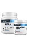 Caurspīdīgs Labs Lean Pre-Workout (30 Kalpo, Zilā Avene) & Kreatīns HMB (30 Kalpo, Zemeņu Lemonāde)