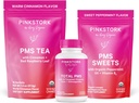 Pink Stork PMS atbalsts Trio: Perioda atvieglojumu papildinājumi, Kanēļkoka tēja, + Piparmētru konfektes, Menstruālais atbalsts, Pirmā perioda komplekts, Hormonu līdzsvars veselīga menstruālā cikla laikā, sievietes nojumes