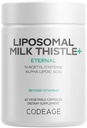 Kode Liposomālais piens Thistle+ Papildinājums - Silymarin no Silybum Marianum, NAC, Artichoke Leaf, Dandelion Sakne, Alfa Liposkābe, BioPerīns, Liposomālā piegāde - Ne-GMO - 60 Kapsulas