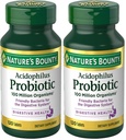 Dabas Bounty Lactobacillus Acidophilus Probiotikas papildinājums - Daily Probiotic for Women/Men Digestive Health,100 miljoni organismu,Veģetārietis,1 Kalpošana dienā,120 tabletes,(Pack of 2)
