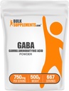 BulkSupplements.com GABA pulveris - Gamma Aminosviestskābe, GABA papildinājums, Aminoskābes papildinājums - bez lipekļa, 750mg per Serving, 500g (1,1 mārciņas) (1. iepakojums)