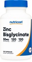 Nutricost Cinka bisglicināts (50mg) 120 Vegan kapsulas - bez ĢMO lipekļa