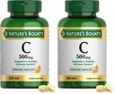 Dabas Bounty vitamīns C 500mg,atbalsta veselīgu imūnsistēmu,Ikdienas vitamīnu papildinājums,250 Veģetārās tabletes,(Iepakojums no 2)