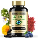 37 in 1 Acu vitamīni ar luteīnu un Zeaksantīna papildinājumu – acu papildinājums ar CoQ10, Omega-3, minerālvielu acu veselības atbalsts pieaugušajiem un senioriem, ikdienas redzes papildinājums, 120 melni softgeli