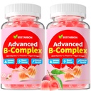 Organiskais metilētais B vitamīns Gumijas: Dabas komplekss Papildinājums ar B1 B2 B3 B5 B6 B7 B9 B12 Plus D3 Cinks Magnijs Ashwagandha Omega3 - Enerģijas atbalsts darbam Pieaugušajiem Sievietēm Vīriešiem(120Count)