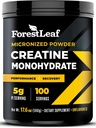 ForestLeaf Micronized Creatine Monohidrāts Pulveris - Maksimizēt Muskuļu augšanu un stiprumu - Neuzliesmojošs kreatīns sievietēm un vīriešiem - 5G Per Servē - 100 Kalpo