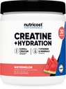 Nutricost Kreatīna monohidrāts + hidrācija Arbūzs aromatizēts (30 Kalpo) - 7 Vitamīni un minerālvielas, 5000mg kreatīna per apkalpo